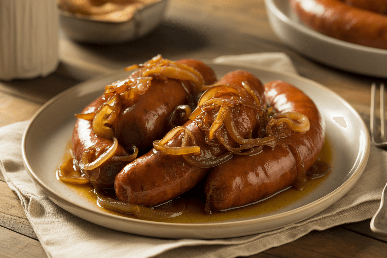 Andouillettes à l'oignon au four