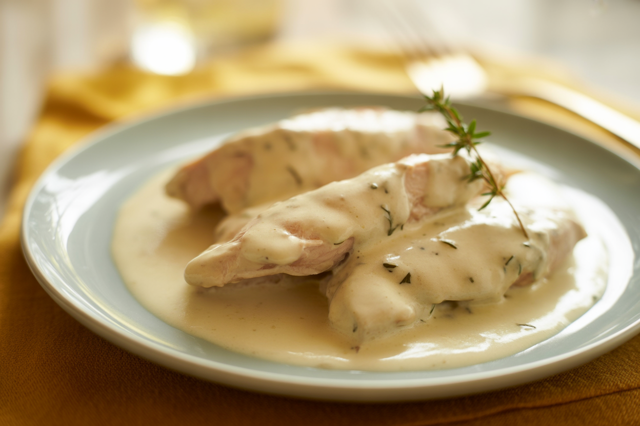 Aiguillettes de poulet à la crème