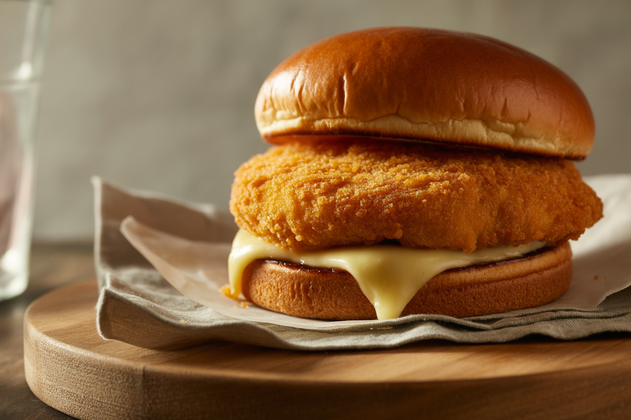 Burger au poulet pané et fromage
