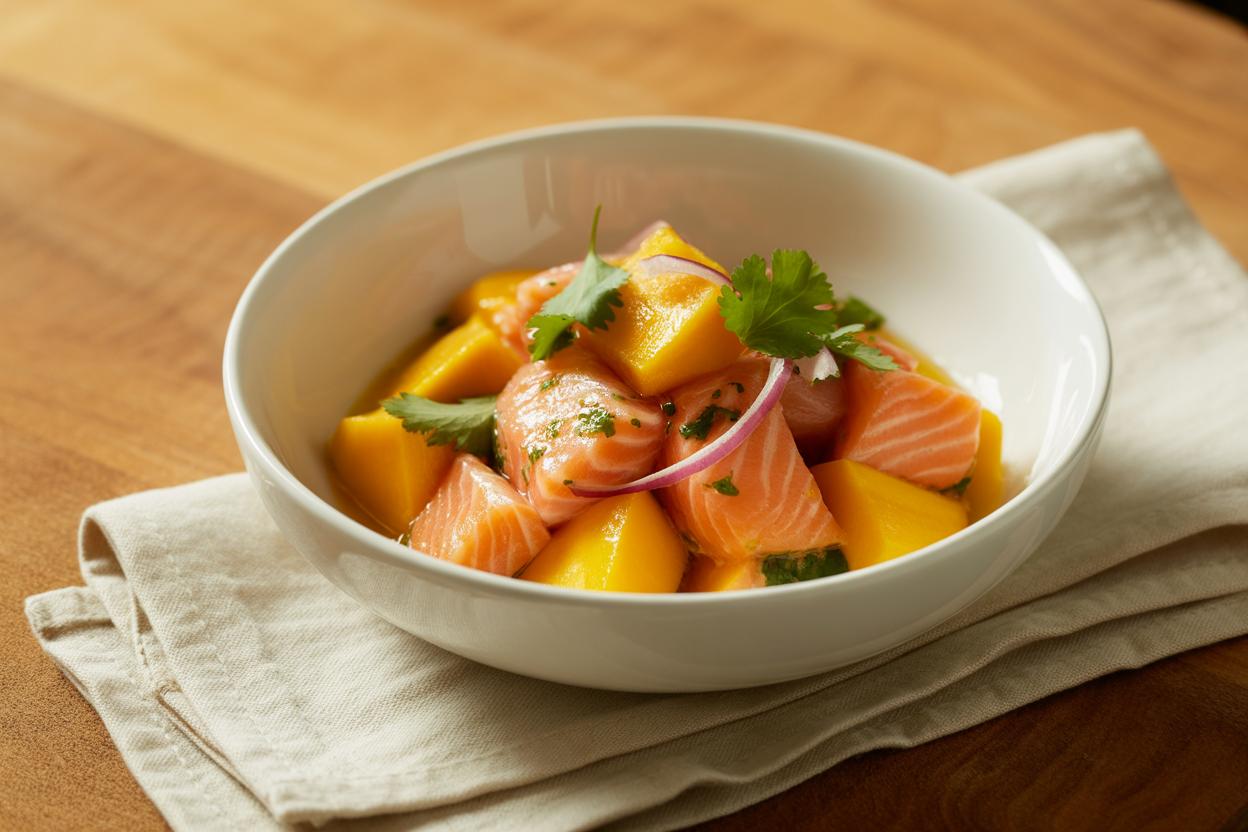 Ceviche de saumon et mangue