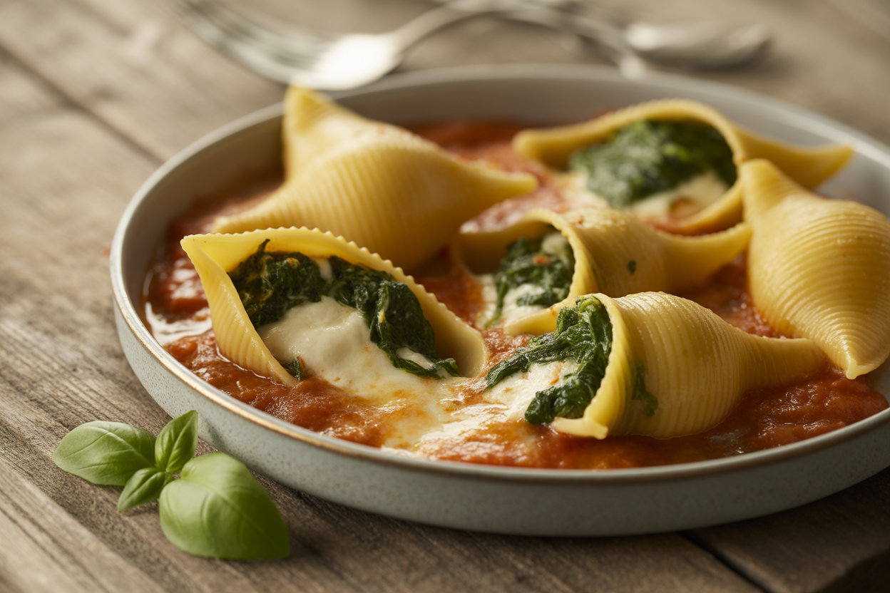 Conchiglioni farcis à la ricotta et aux épinards