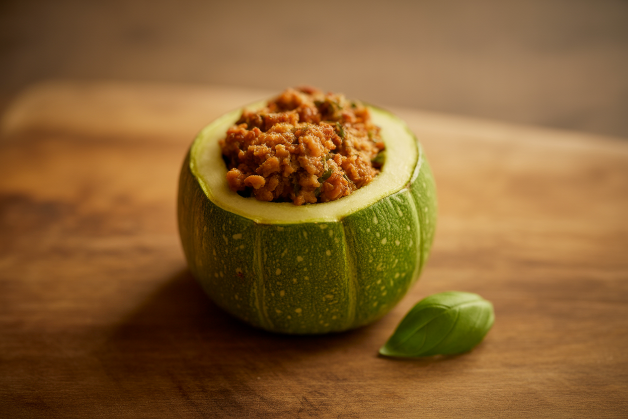 Courgettes rondes farcies à la chair à saucisse