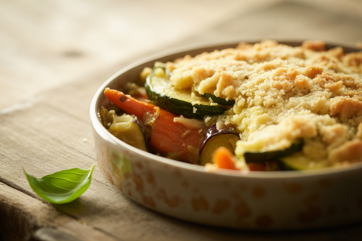 Crumble de légumes au parmesan