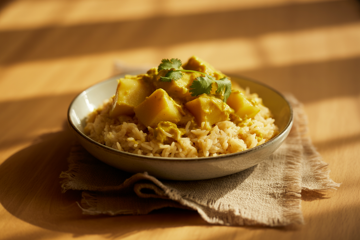Curry de pommes de terre au riz
