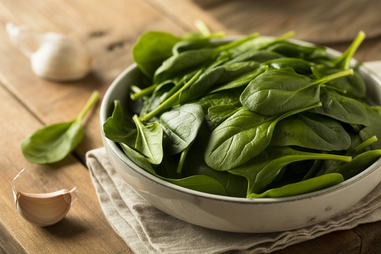 Épinards frais à la cocotte-minute