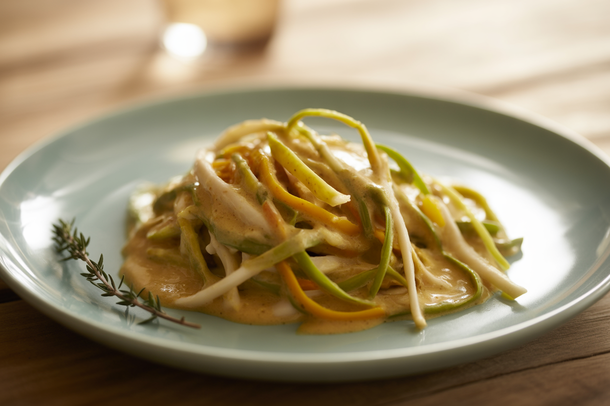 Julienne de légumes à la crème et moutarde