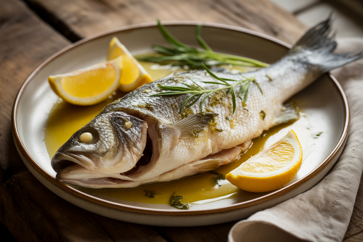 Loup au four à l'estragon