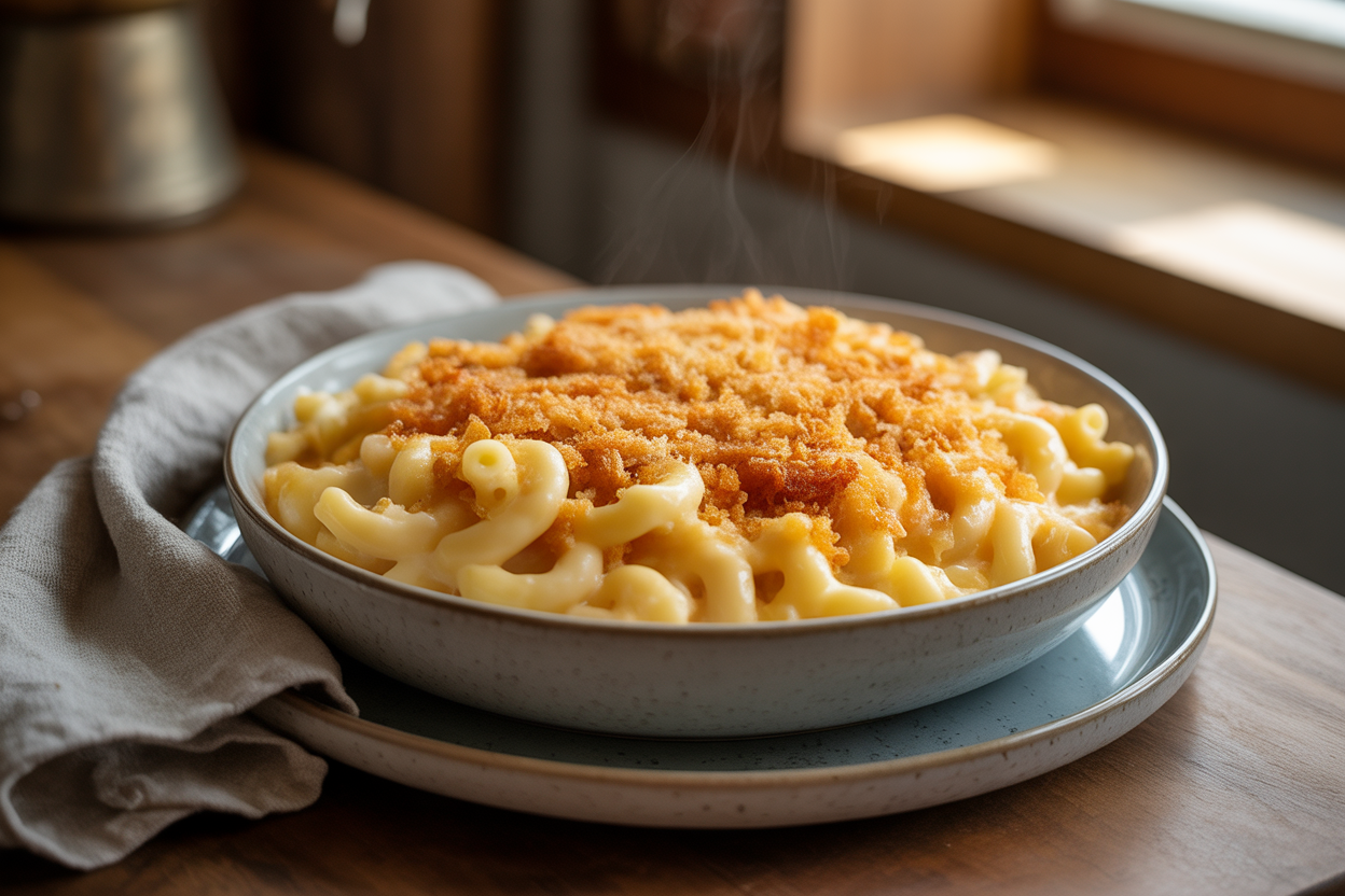 Mac and cheese au cheddar et chapelure dorée