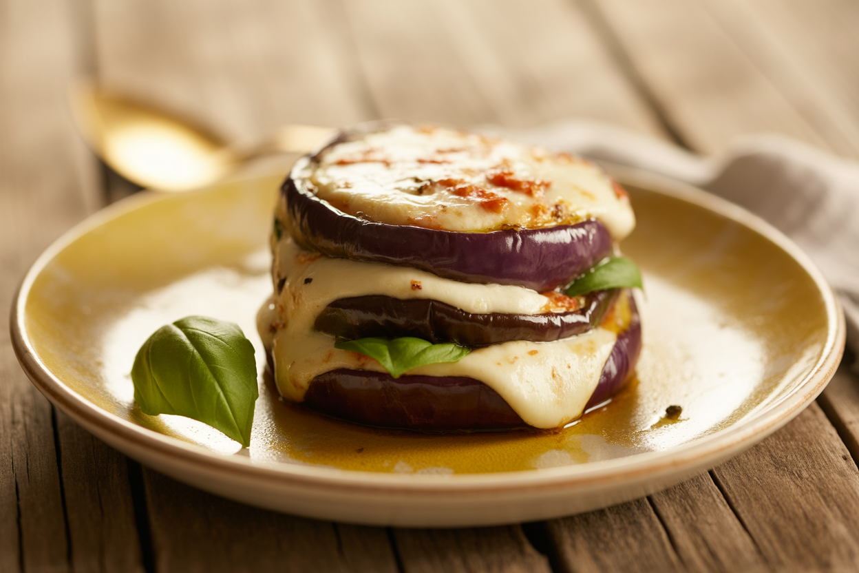 Médaillons d'aubergines à la mozzarella