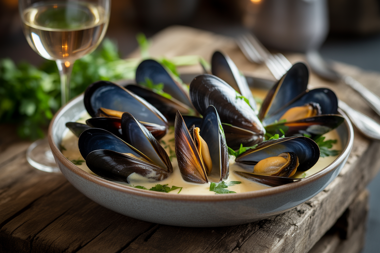 Moules à la crème fraîche