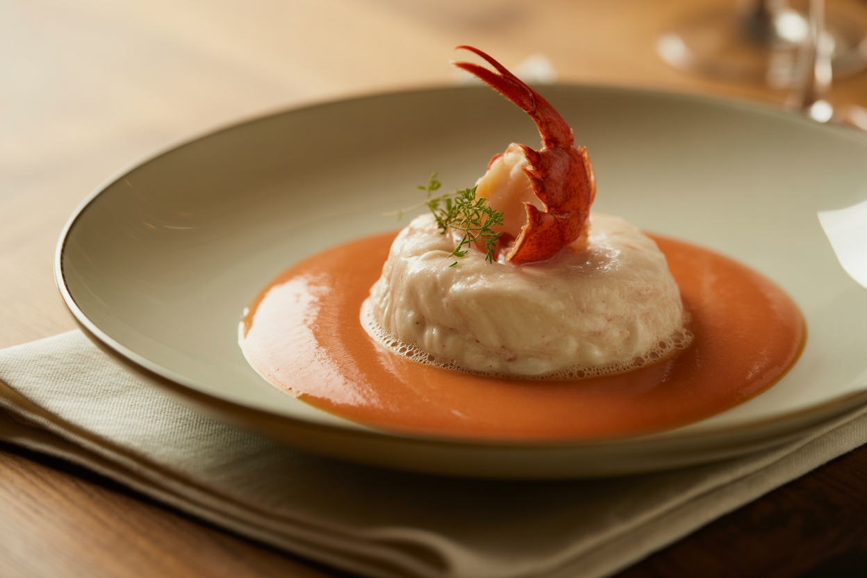 Mousseline de poisson à la bisque de homard