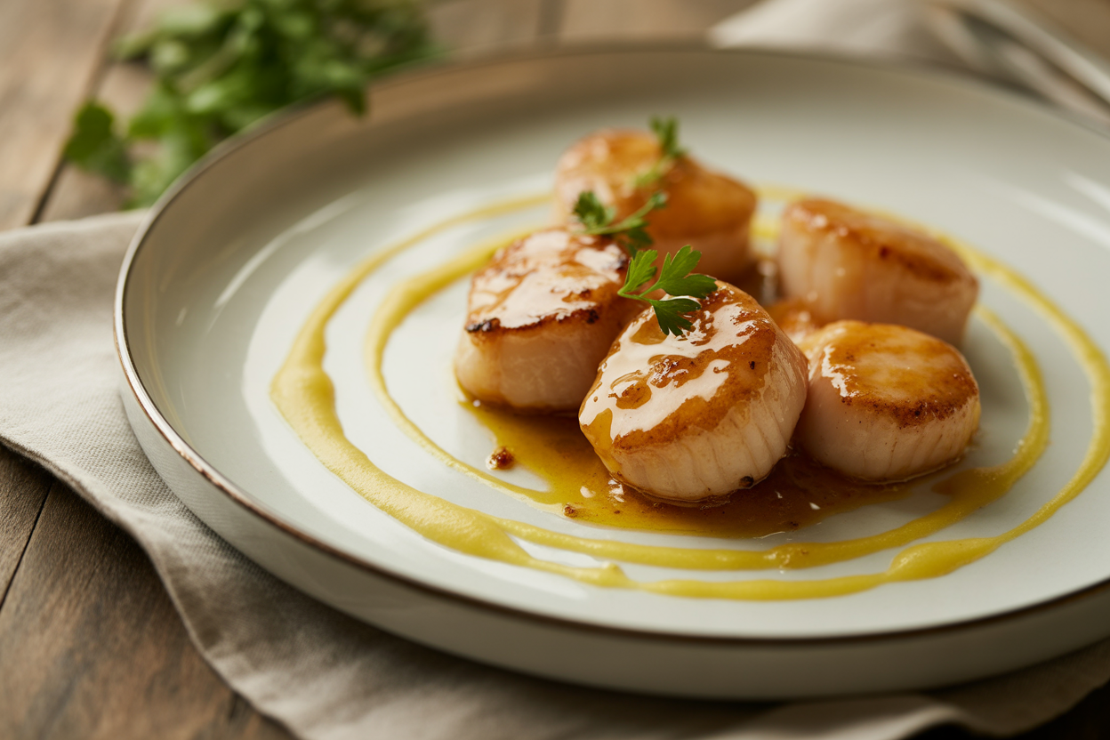 Noix de Saint-Jacques flambées au cognac