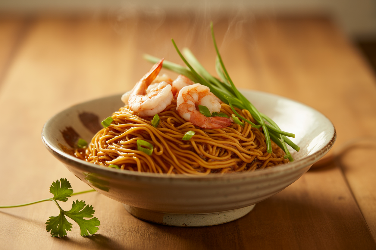 Nouilles chinoises et crevettes à l'autocuiseur