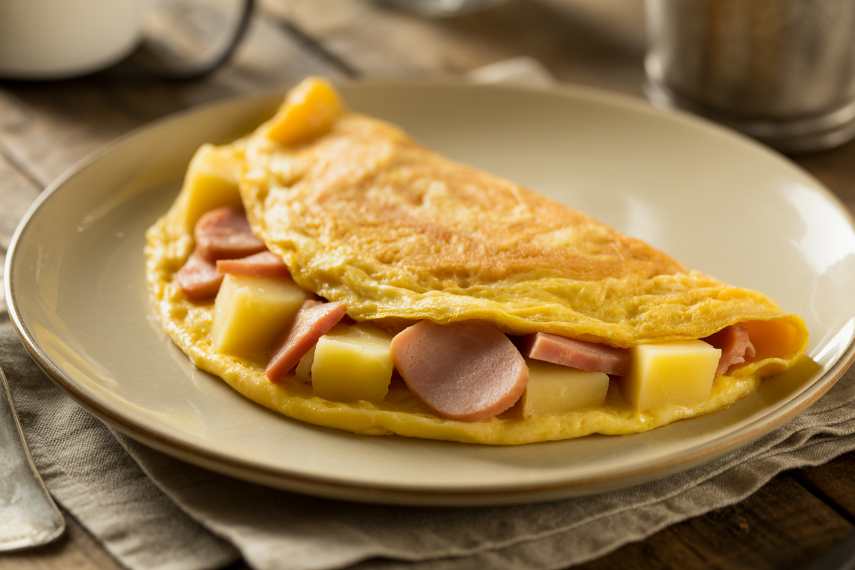 Omelette jambon pommes de terre