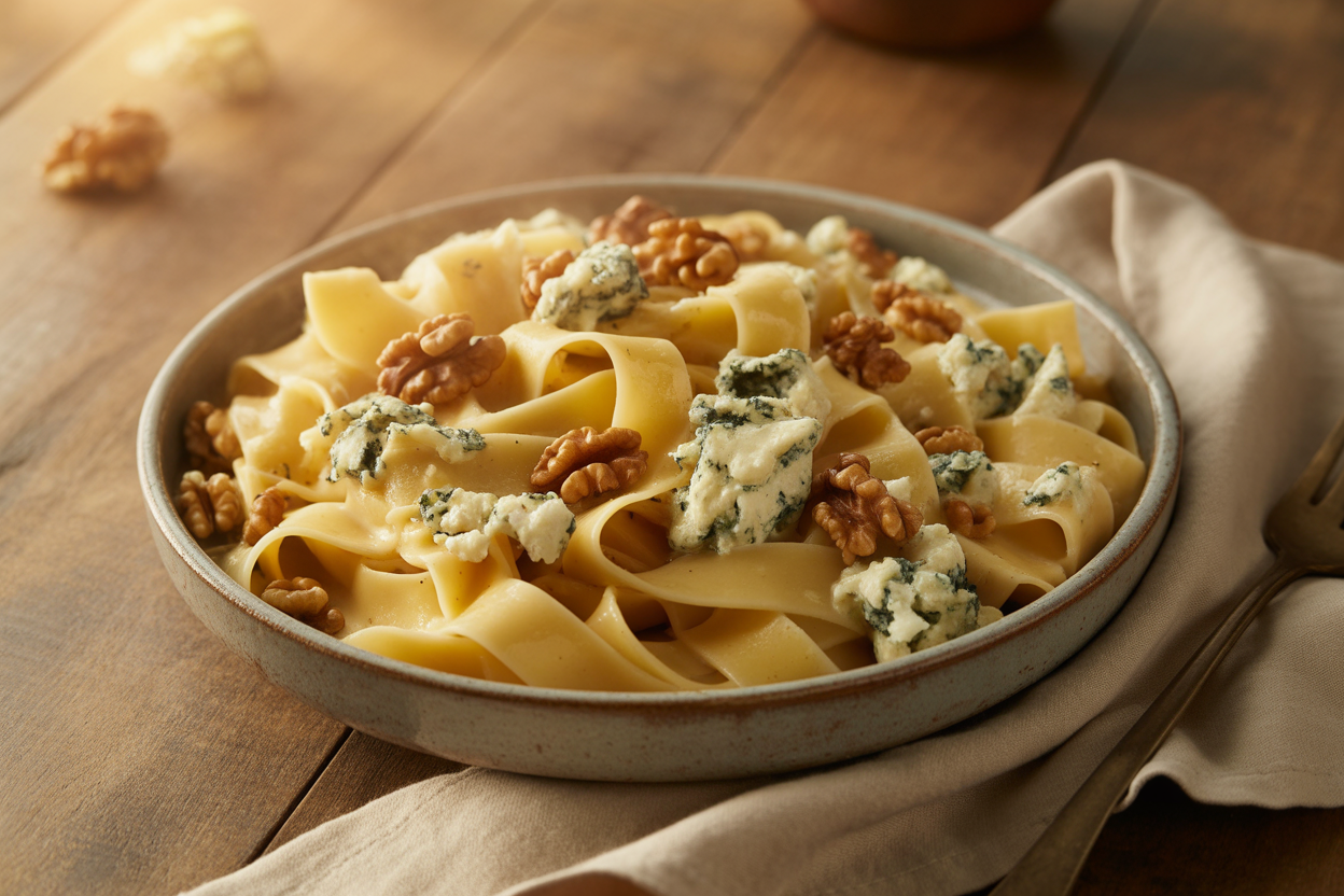 Pâtes au gorgonzola et noix