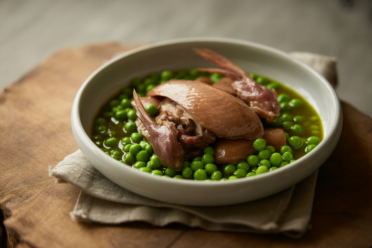 Pigeon aux petits pois à la cocotte-minute