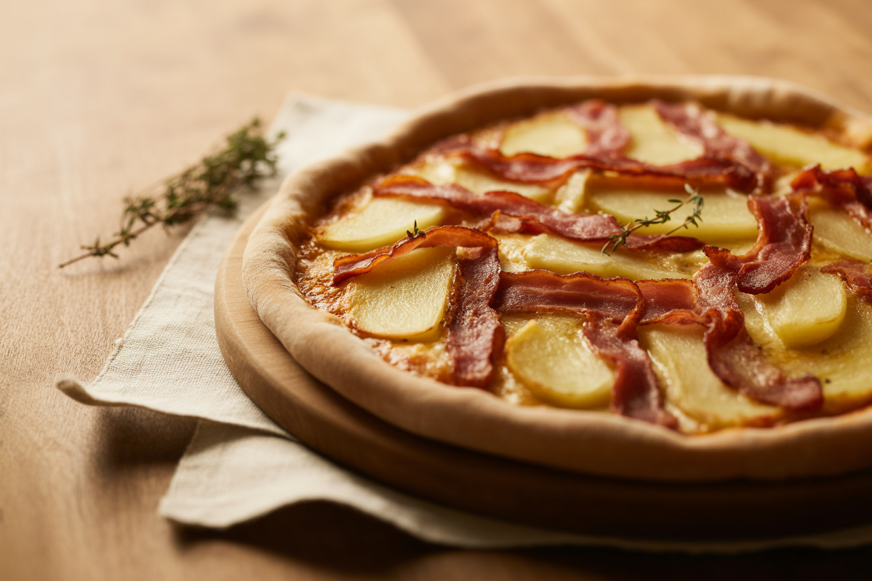 Pizza aux pommes de terre et lardons