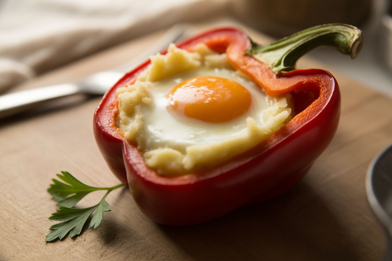 Poivrons farcis aux pommes de terre et œuf