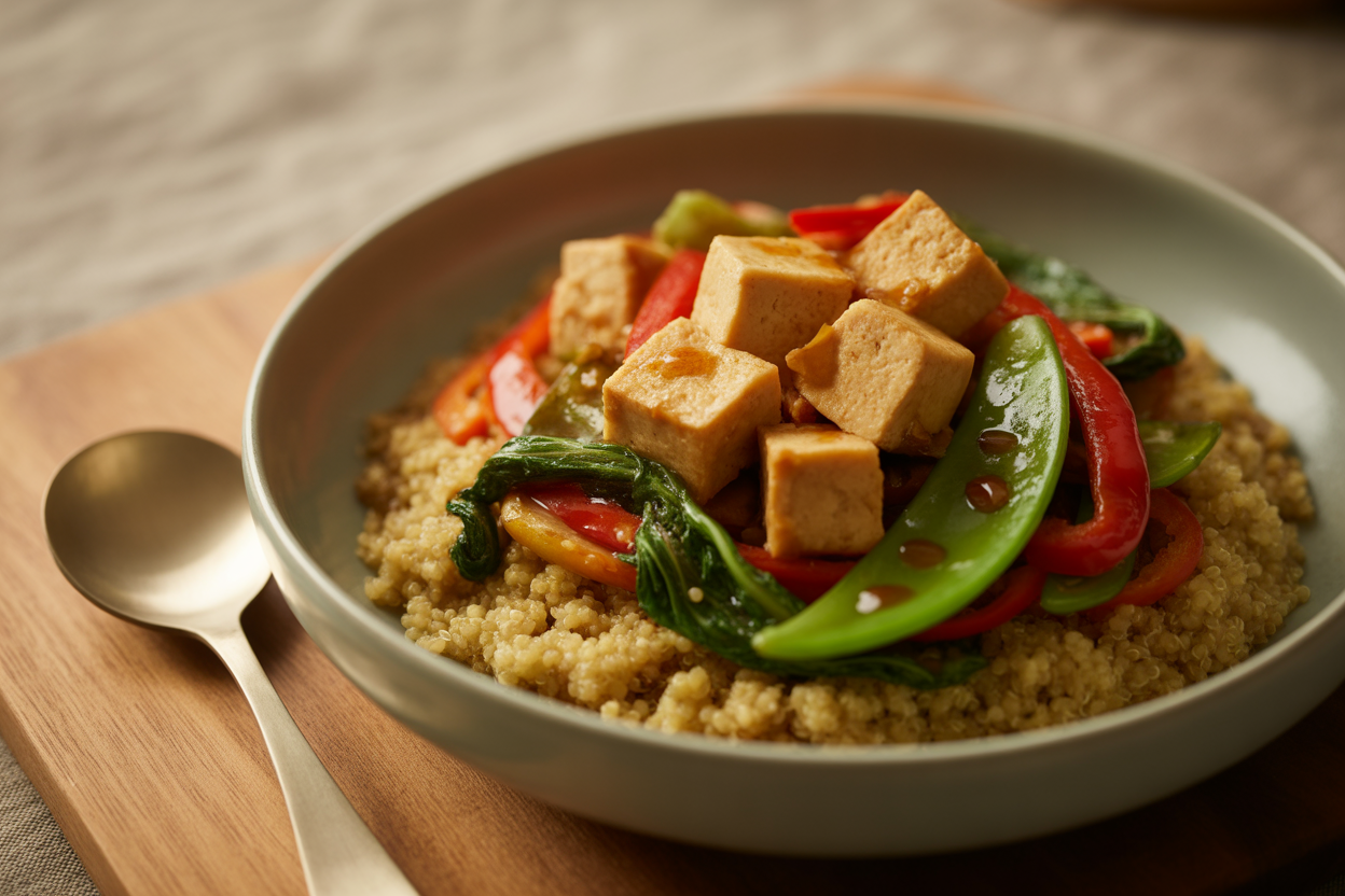 Quinoa au tofu et légumes sautés