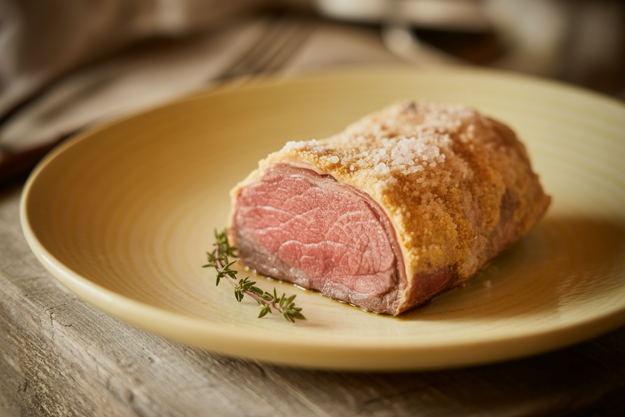Rôti de bœuf en croûte de sel