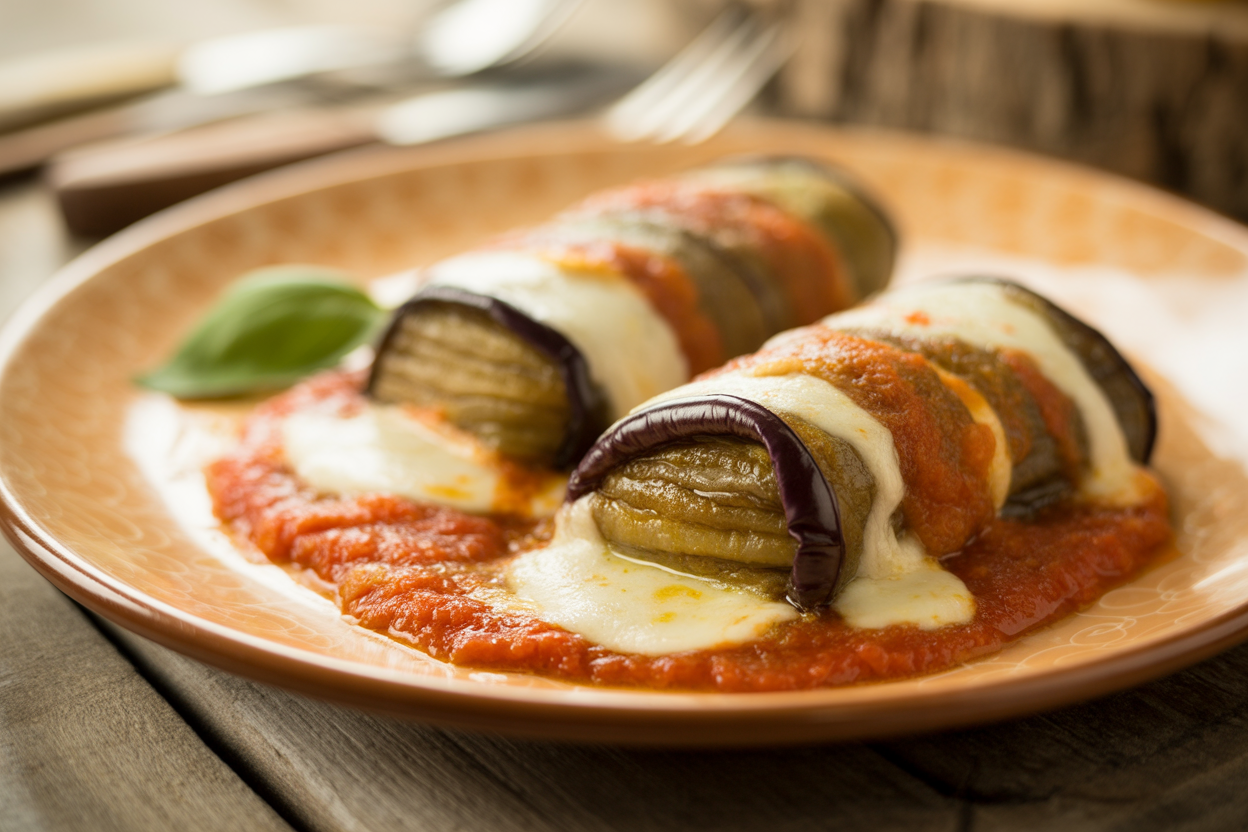 Roulades d'aubergines à la mozzarella
