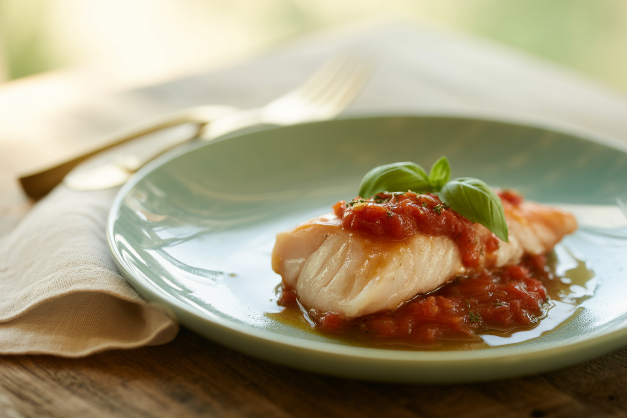 Roussette à la tomate et vin blanc au Cookéo
