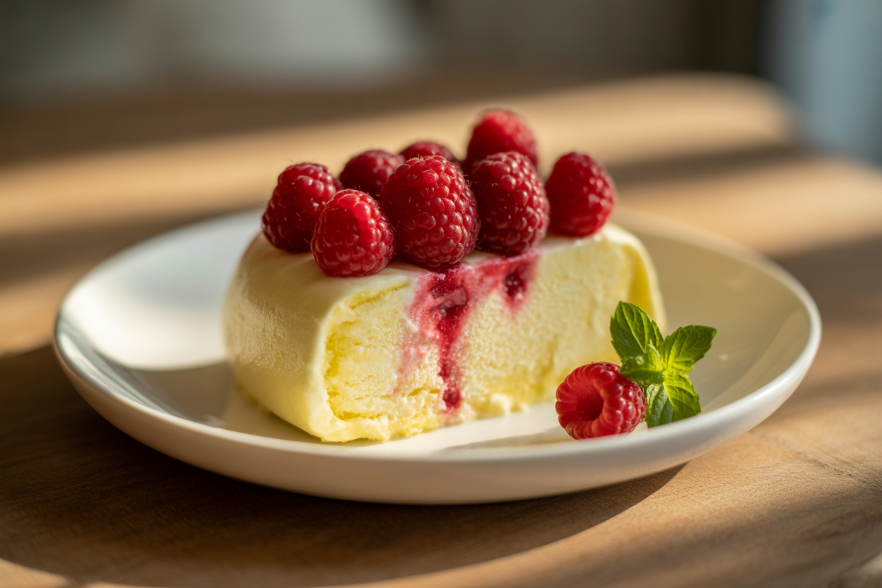 Semifreddo au citron et aux framboises