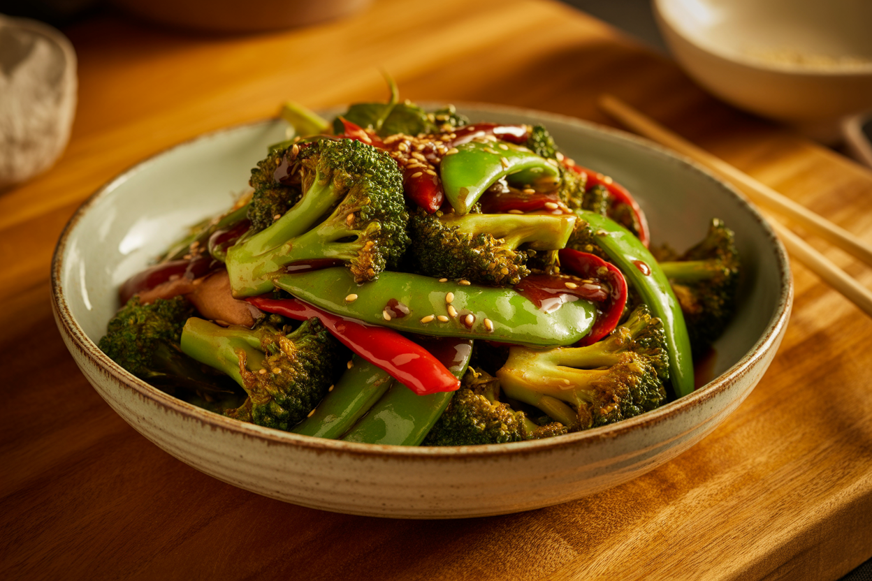Wok de légumes épicés à la sauce soja